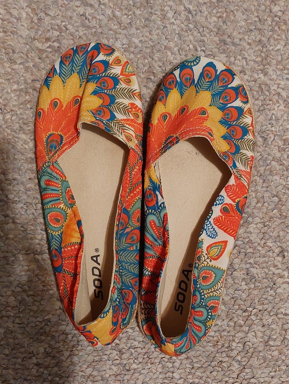 Feather Print Espadrille Flats